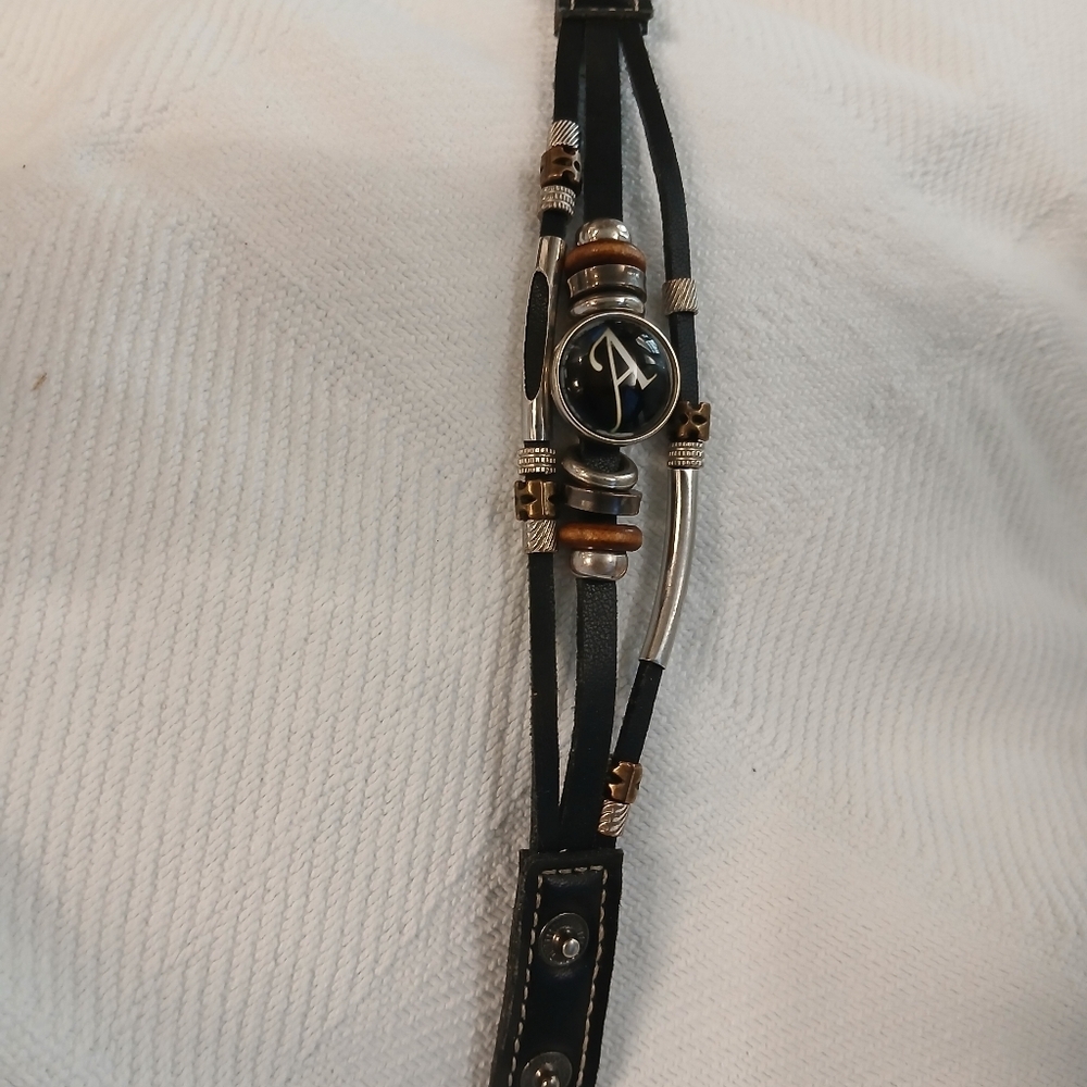 Multi Strand  Ladies Leather Bracelet With Metal Beads.